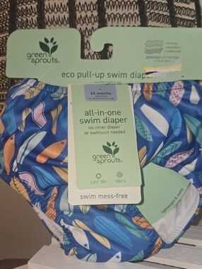 Green Sprouts All-in-One Swim Diaper - Blue Surf Print
